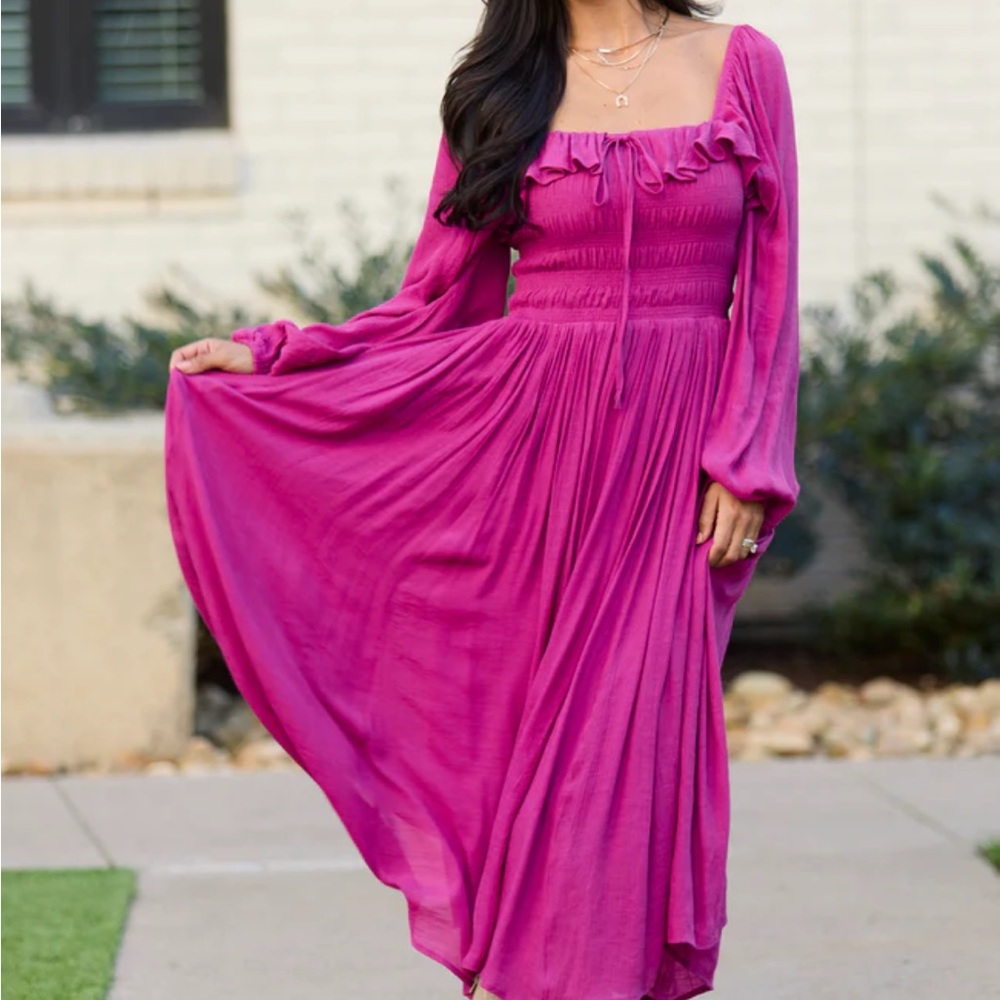 Pink Lily Smocked Maxi Dress